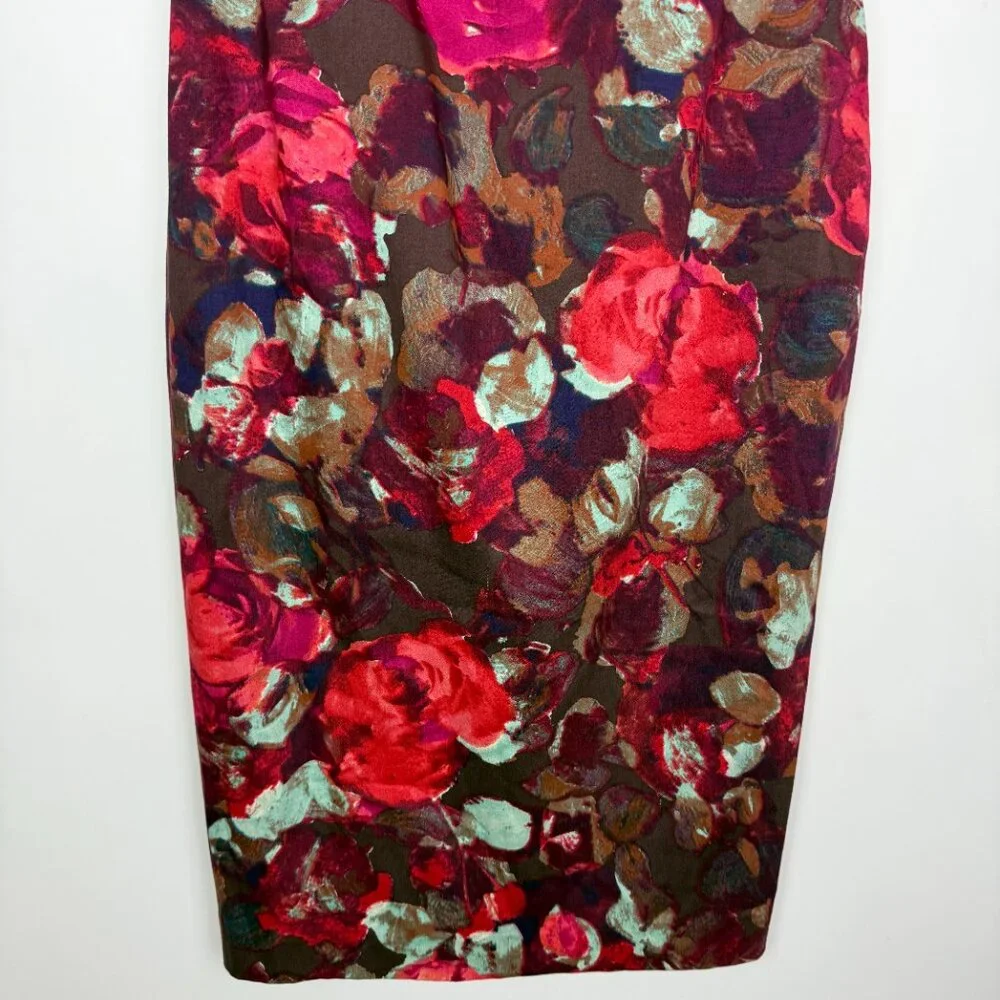 NWT Black Halo Jackie O Sheath Dress Red French Rose Floral Print Size 2